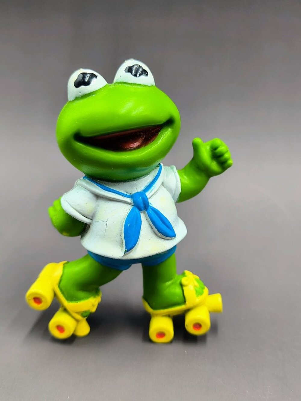 Vintage 1986 Muppets Babies Kermit Frog Pvc Figure - Sailor on Roller Skates
